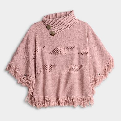 Women's Nanette Lepore Fringe Trim Eyelet Weave Poncho