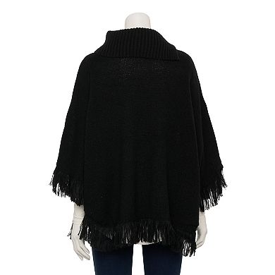 Women's Nanette Lepore Fringe Trim Eyelet Weave Poncho