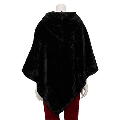 Women's Nanette Lepore Hooded Woven Faux Fur Poncho