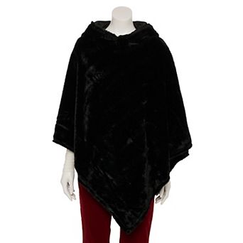 Women's Nanette Lepore Hooded Woven Faux Fur Poncho