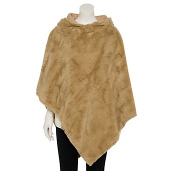Women's Nanette Lepore Hooded Woven Faux Fur Poncho