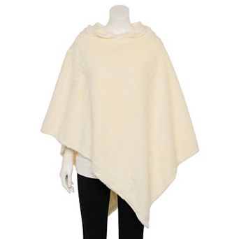 Women's Nanette Lepore Hooded Woven Faux Fur Poncho