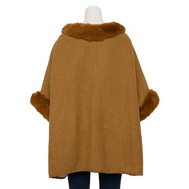 Women's Nanette Lepore Ruana With Faux Fur Collar