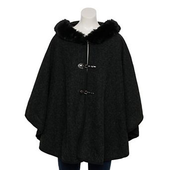 Women's Nanette Lepore Hooded Faux Fur Ruana With Buckles