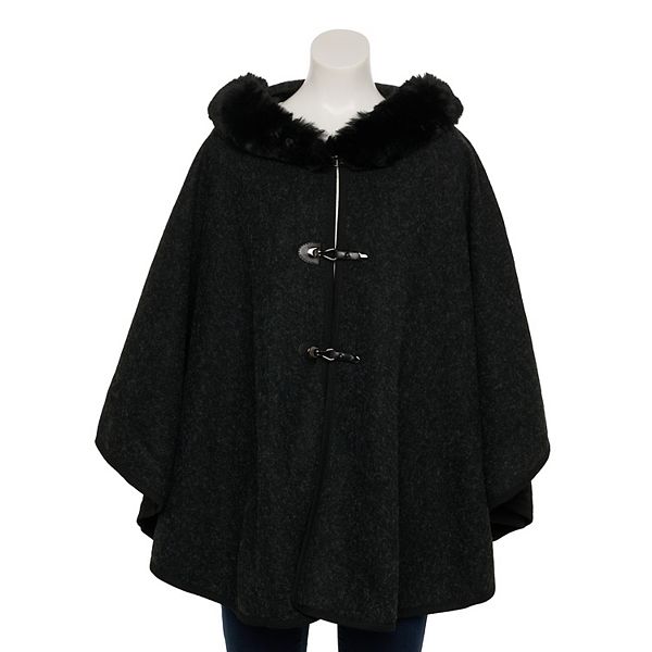 Women's Nanette Lepore Hooded Faux Fur Ruana With Buckles