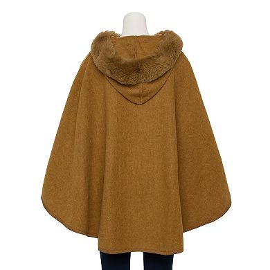 Women's Nanette Lepore Hooded Faux Fur Ruana With Buckles