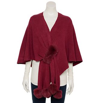 Women's Nanette Lepore Elegant Cropped Ruana With Pom Pom