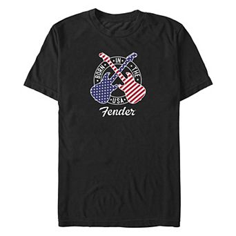 Big & Tall Fender Born In The USA American Flag Filled Guitars Graphic Tee
