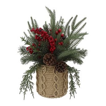 St. Nicholas Square® Artificial Berry and Greenery Arrangement in Wicker Vessel
