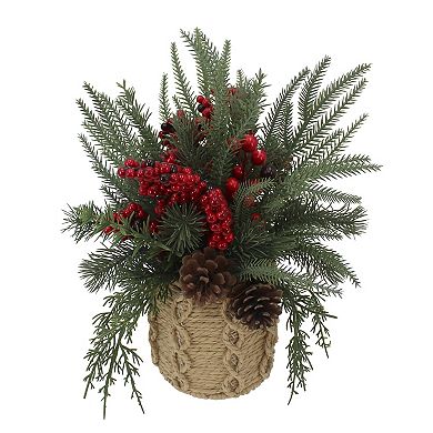St. Nicholas Square® Artificial Berry and Greenery Arrangement in Wicker Vessel