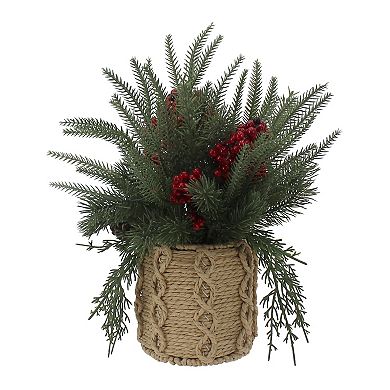 St. Nicholas Square® Artificial Berry and Greenery Arrangement in Wicker Vessel