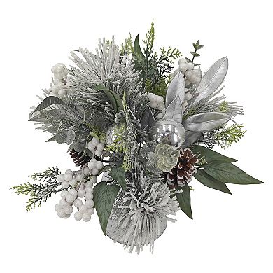 St. Nicholas Square® Botanical Mercury Glass Vessel & Arrangement Table Decor