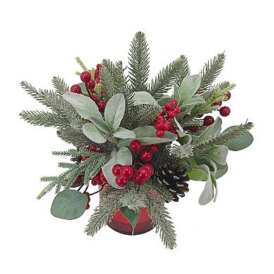 St. Nicholas Square® Artificial Greenery Arrangement in Red Vessel
