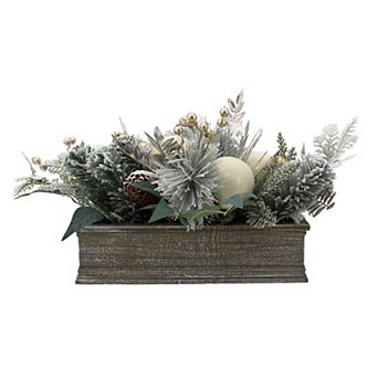 St. Nicholas Square® Artificial Flocked Greenery & Bauble Arrangement