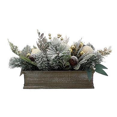 St. Nicholas Square® Artificial Flocked Greenery & Bauble Arrangement