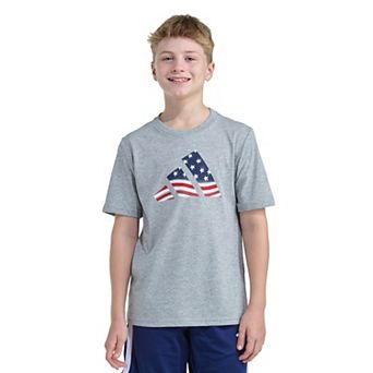 Boys adidas Short Sleeve USA Flag Logo Graphic Tee