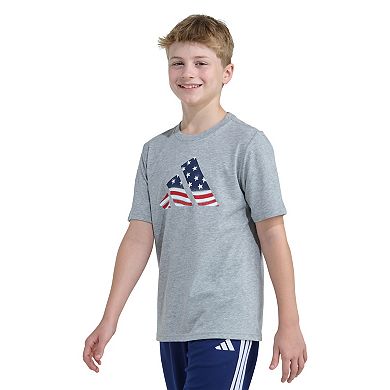 Boys adidas Short Sleeve USA Flag Logo Graphic Tee