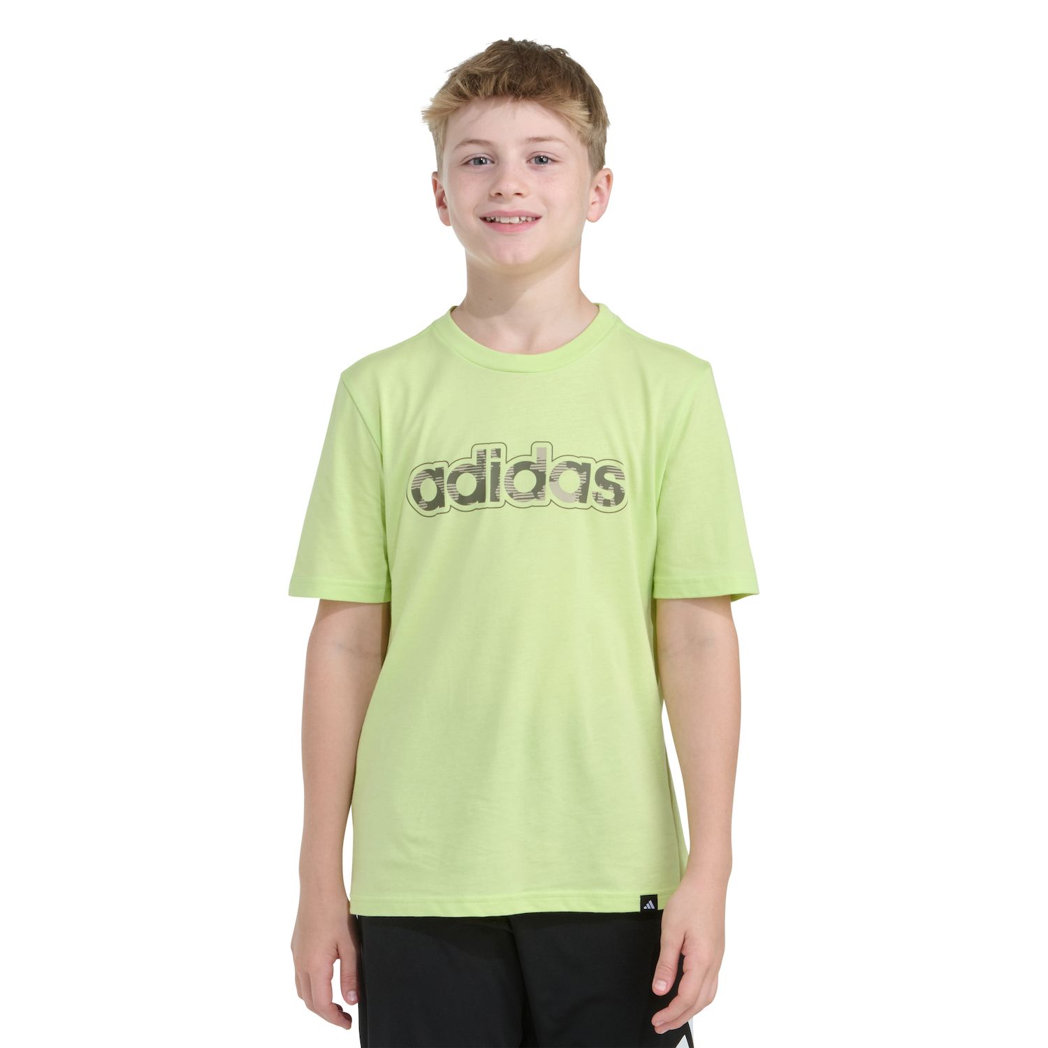 Детская футболка adidas Camo Linear Graphic, цвет: Лаймовый — фото 1