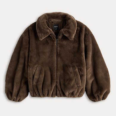 Women's Simply Vera Vera Wang Zip Up Faux Fur Jacket