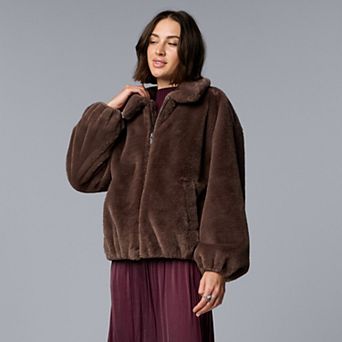 Petite Simply Vera Vera Wang Faux Fur Jacket