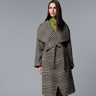 Petite Simply Vera Vera Wang Drape Collar Overcoat