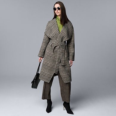 Petite Simply Vera Vera Wang Drape Collar Overcoat
