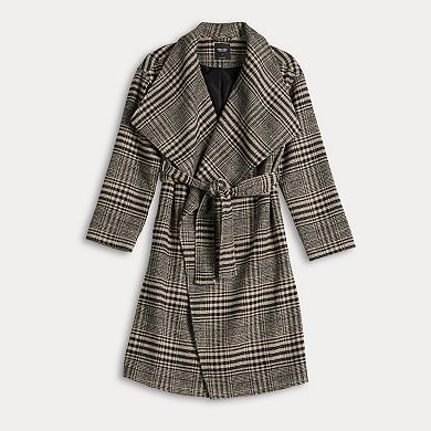 Petite Simply Vera Vera Wang Drape Collar Overcoat