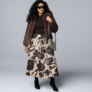 Plus Size Simply Vera Vera Wang Faux Fur Zip Front Jacket