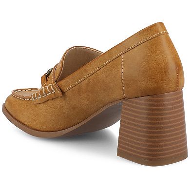 Journee Aisha Women's Square Toe Stacked Heel Pumps