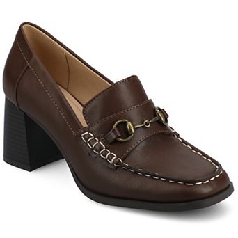 Journee Aisha Women's Square Toe Stacked Heel Pumps