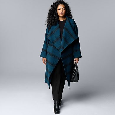 Plus Size Simply Vera Vera Wang Drape Collar Overcoat