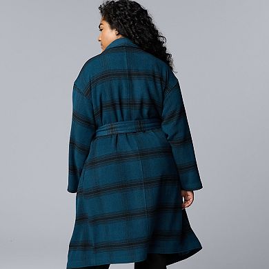 Plus Size Simply Vera Vera Wang Drape Collar Overcoat