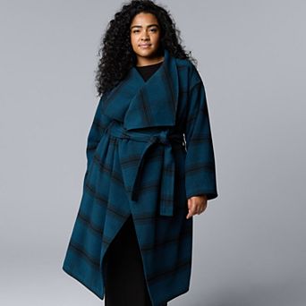 Plus Size Simply Vera Vera Wang Drape Collar Overcoat