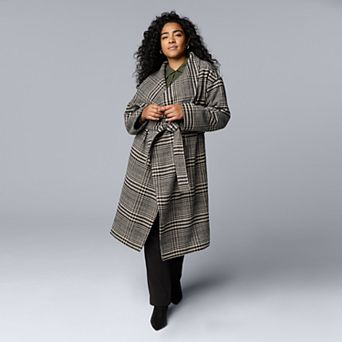 Plus Size Simply Vera Vera Wang Drape Collar Overcoat