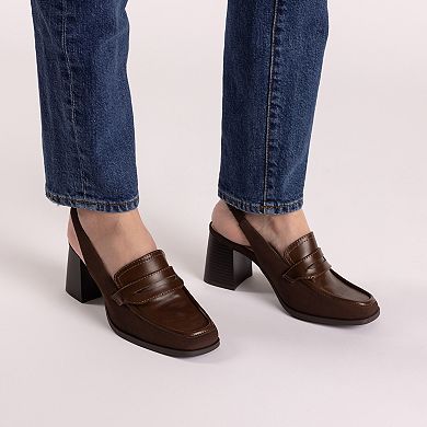 Journee Henrika Women's Square Toe Open Heel Pumps