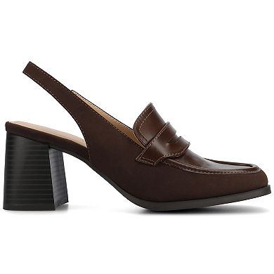 Journee Henrika Women's Square Toe Open Heel Pumps