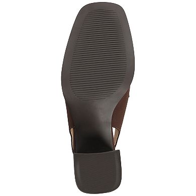 Journee Henrika Women's Square Toe Open Heel Pumps