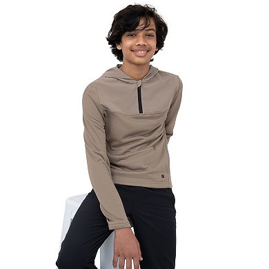 Boys 8-20 Layer 8 Plaid Fleece Quarter-Zip Hoodie