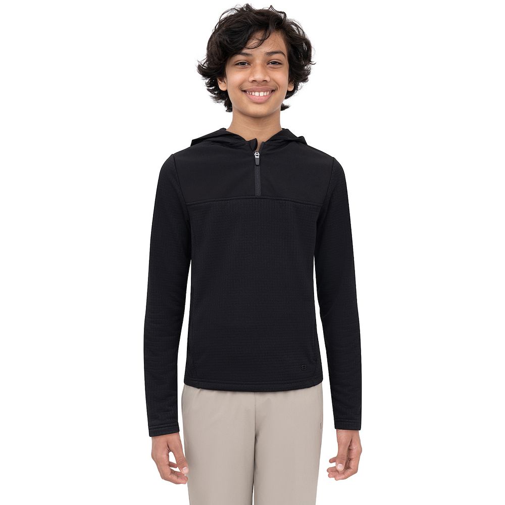 Boys 8-20 Layer 8 Plaid Fleece Quarter-Zip Hoodie
