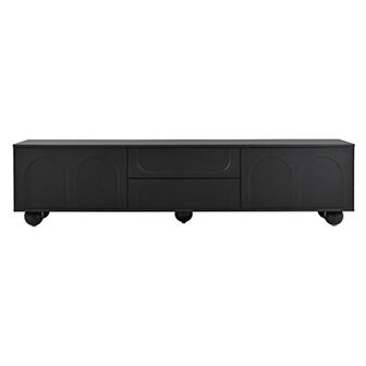 Merax Cream Style TV Stand with Arched Doors & 2 Drawers
