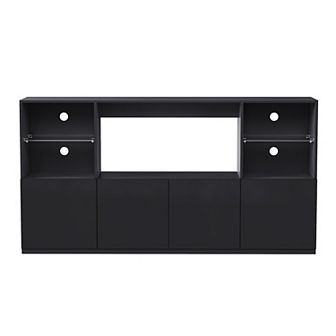 Merax High Gloss TV Stand with LED Lights, Modern Sideboard with Large Storage Cabinet
