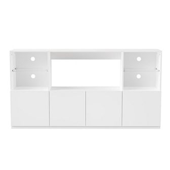 Merax High Gloss TV Stand with LED Lights, Modern Sideboard with Large Storage Cabinet
