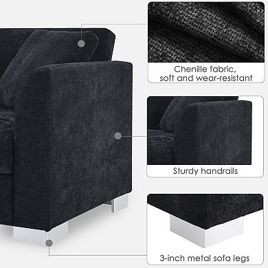 Merax Modern Cloud Sectional Sofa,L-shaped Luxury Couch Set with 2 Free pillows