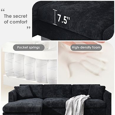 Merax Modern Cloud Sectional Sofa,L-shaped Luxury Couch Set with 2 Free pillows