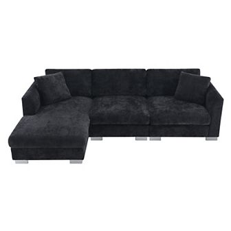 Merax Modern Cloud Sectional Sofa,L-shaped Luxury Couch Set with 2 Free pillows