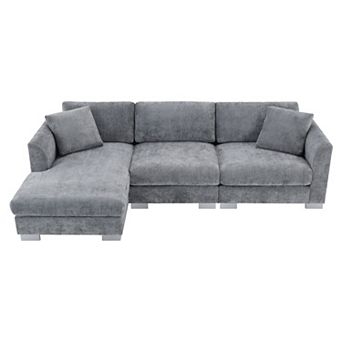 Merax Modern Cloud Sectional Sofa,L-shaped Luxury Couch Set with 2 Free pillows