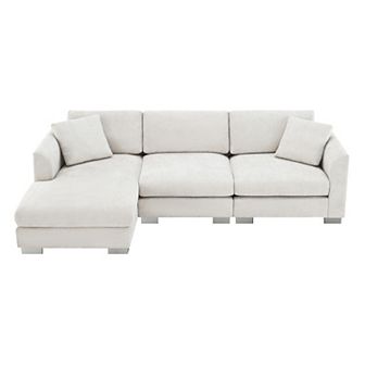 Merax Modern Cloud Sectional Sofa,L-shaped Luxury Couch Set with 2 Free pillows