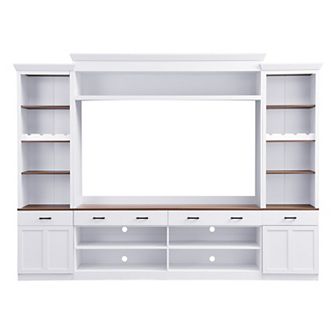 Merax Farmhouse 4 pc Entertainment Wall Unit Set with Bookshelf for TVs Up to 70"
