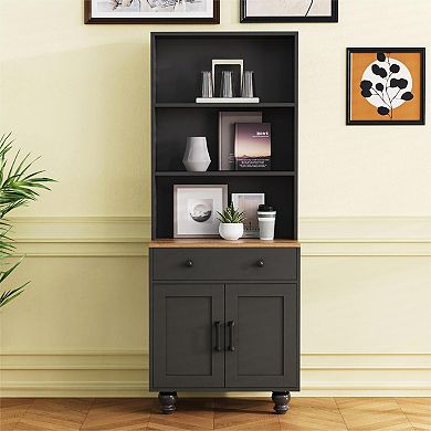 Merax Farmhouse Storage Cabinet with 4 Solid Wood Gourd-Shaped Legs, Modern Kitchen Pantry Cabinet