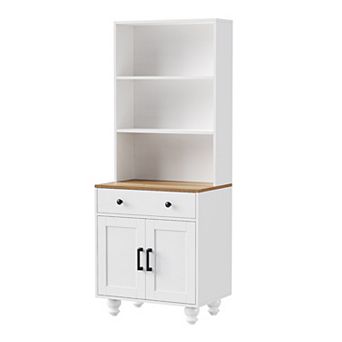 Merax Farmhouse Storage Cabinet with 4 Solid Wood Gourd-Shaped Legs, Modern Kitchen Pantry Cabinet